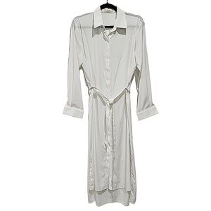 Kkamang White Hi Low Midi Shirt Dress Korean Fashion Size XL